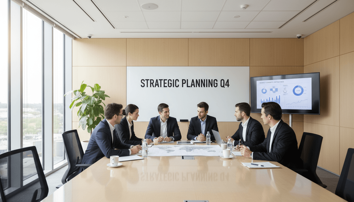 NTUI Global Inc team in a modern office setting discussing strategy and partnerships